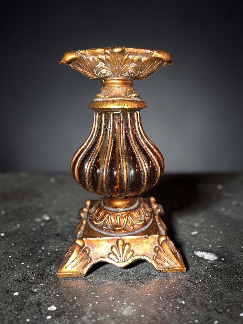 Antique-Style Gold Decorative Candlestick Holder